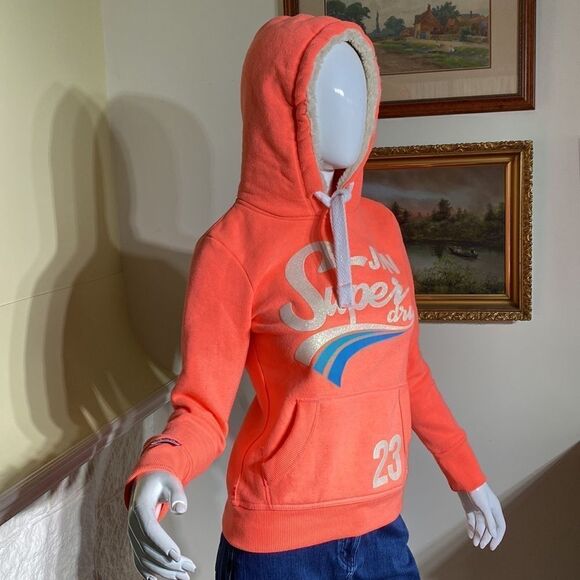 SUPERDRY Vintage Logo Limited Edition Neon Sparkle Hoodie 80’s Retro Style - Picture 9 of 15